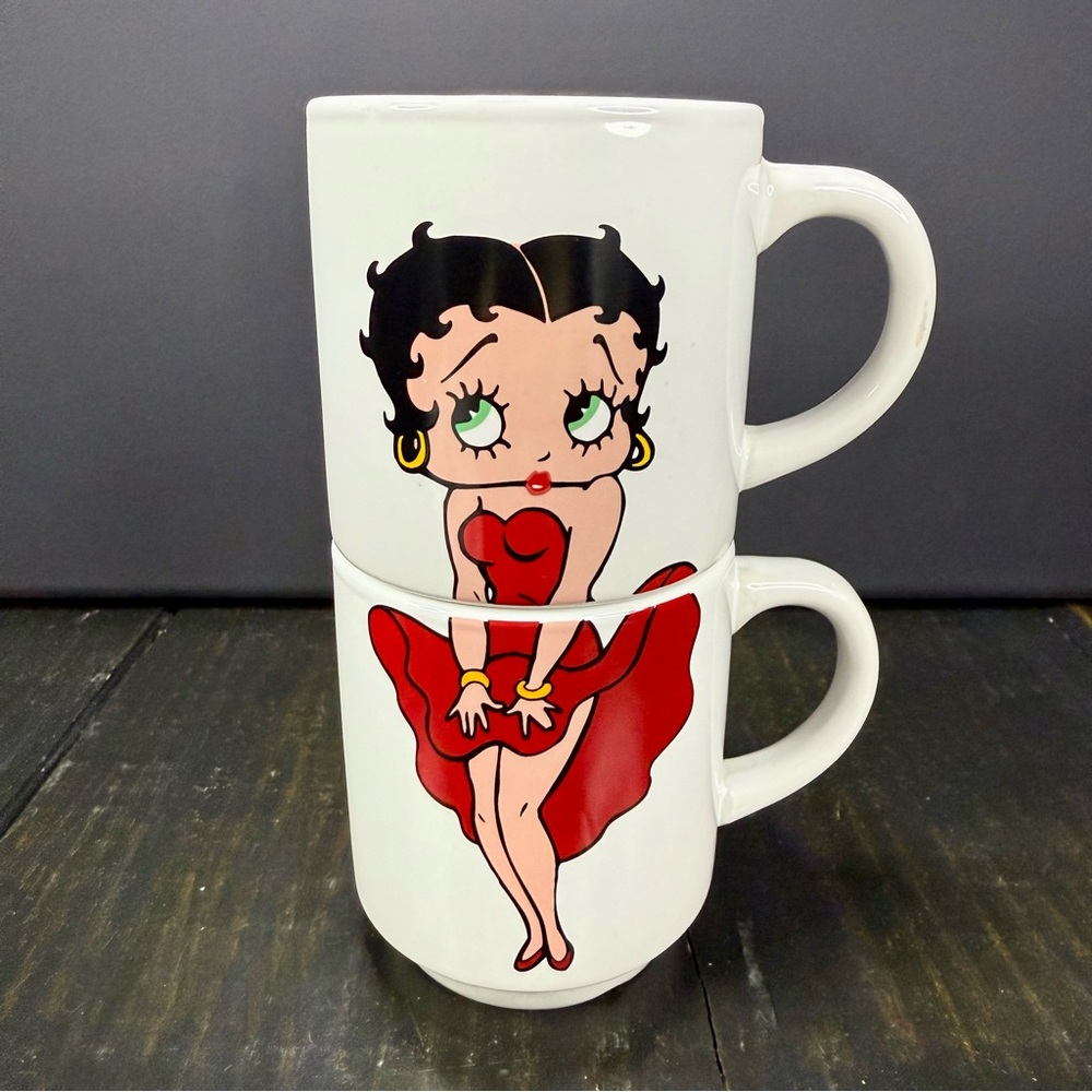 Betty Boop Stacking 3.5” Mugs - Red and White